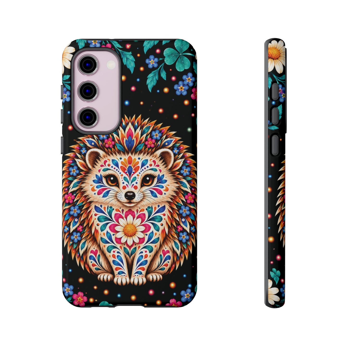 Vibrant Orange and Turquoise Calavera Hedgehog Phone Case - Multicolor Phone Case - Samsung Galaxy S23 Plus / Glossy