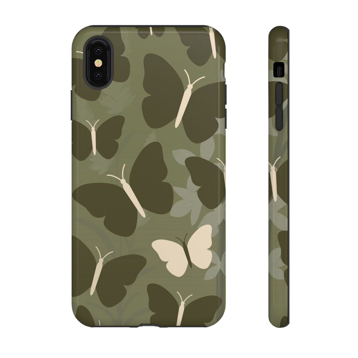 Minimalist Olive Green Butterfly Pattern Phone Case - Green Phone Case - iPhone XS MAX / Glossy
