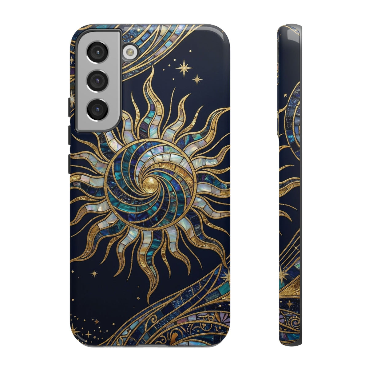Elegant Navy & Gold Solar Spiral Phone Case