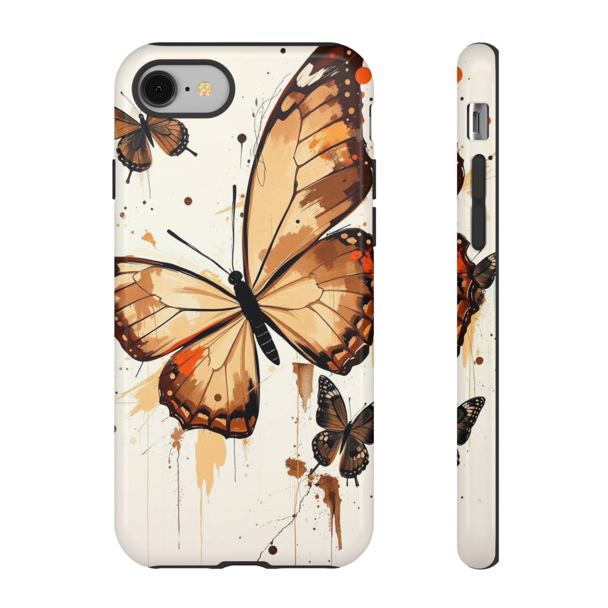 Acrylic Style Butterflies Design Phone Case - Brown Phone Case - iPhone 8 / Glossy