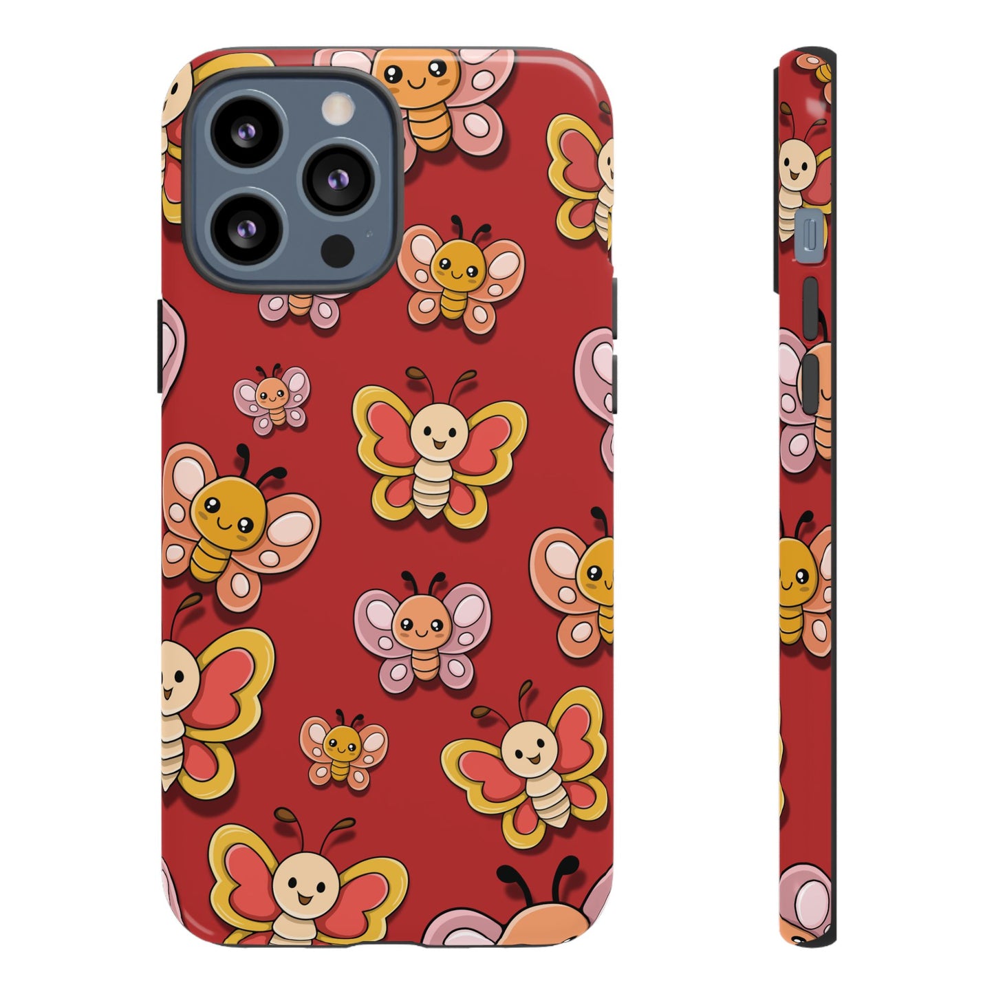 iPhone 13 Pro Max / Glossy Phone Case - Red Butterfly Sticker Design Phone Case