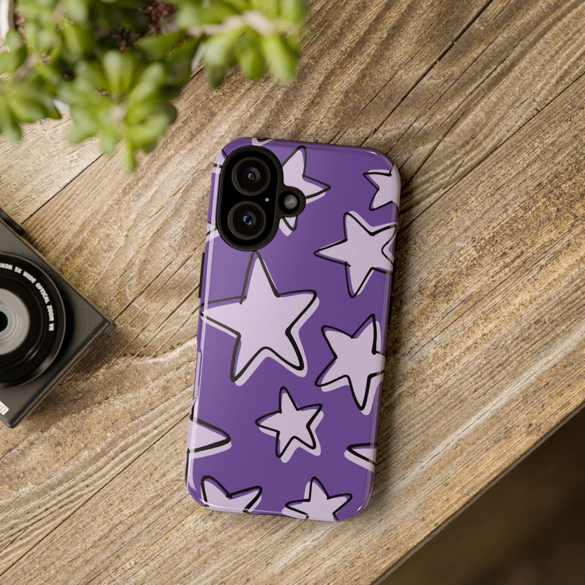 Violet Purple Doodle Star Phone Case