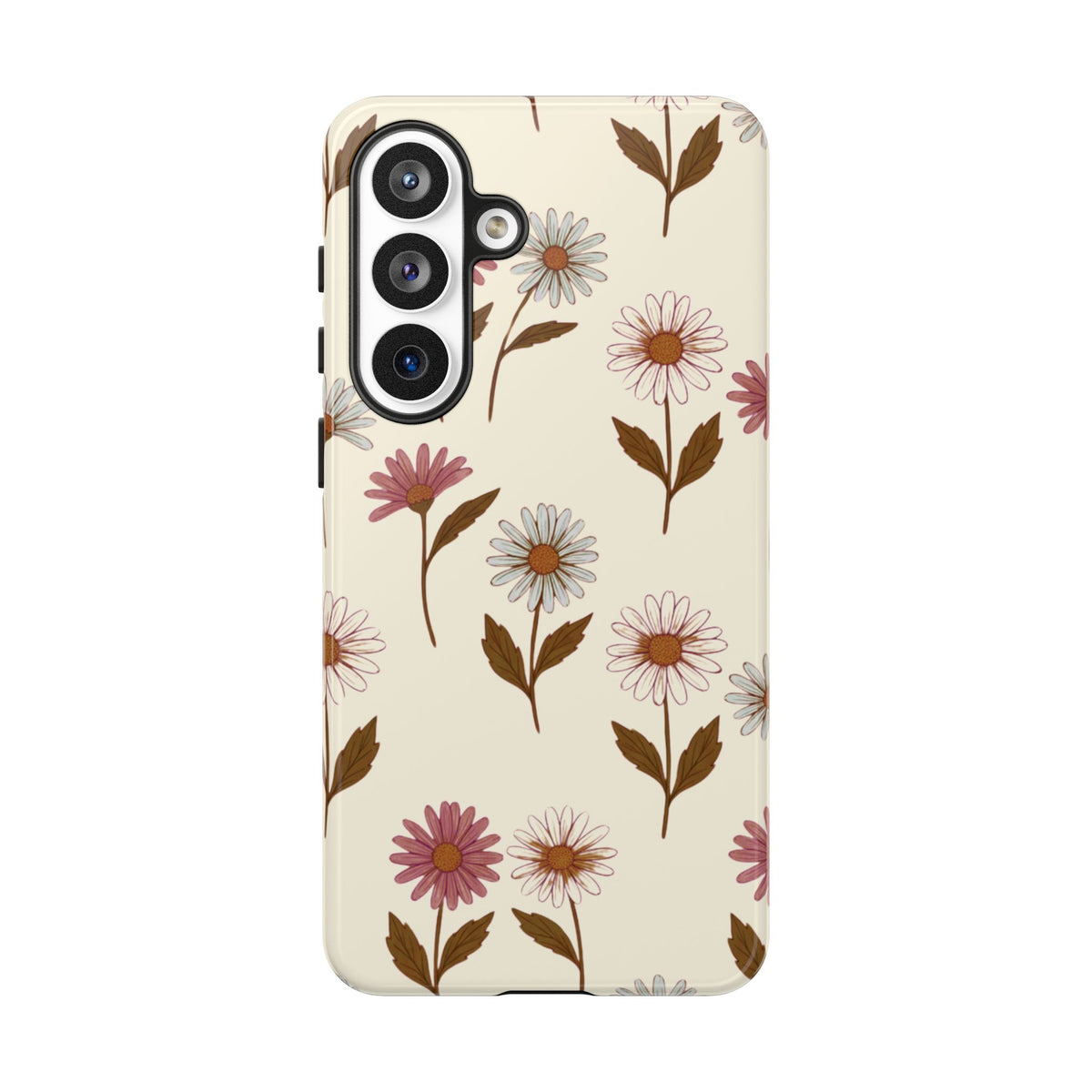 Pretty Cream & Rose Daisy Pattern Phone Case