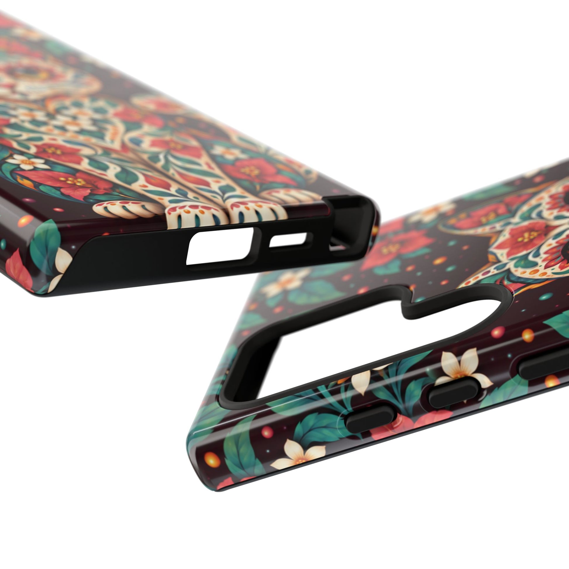 Vibrant Terracotta and Teal Calavera Cat Phone Case - Multicolor Phone Case