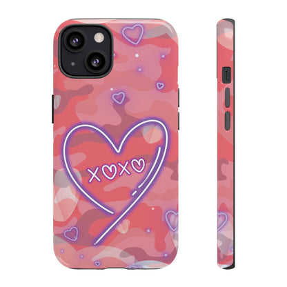 Love Heart Neon Camo Phone Case - Pink Phone Case - iPhone 13 / Glossy