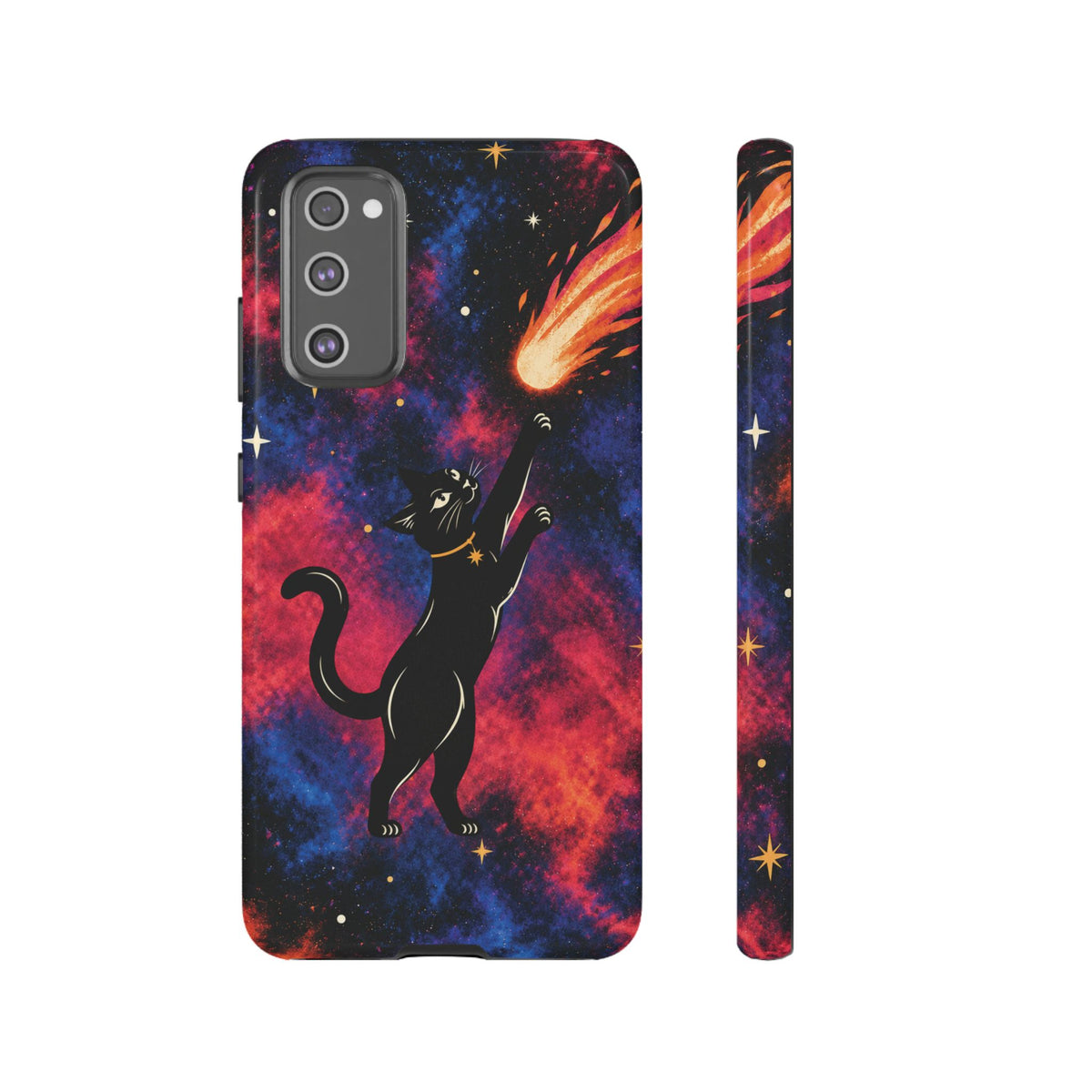 Whimsical Multicolour Celestial Black Cat Phone Case