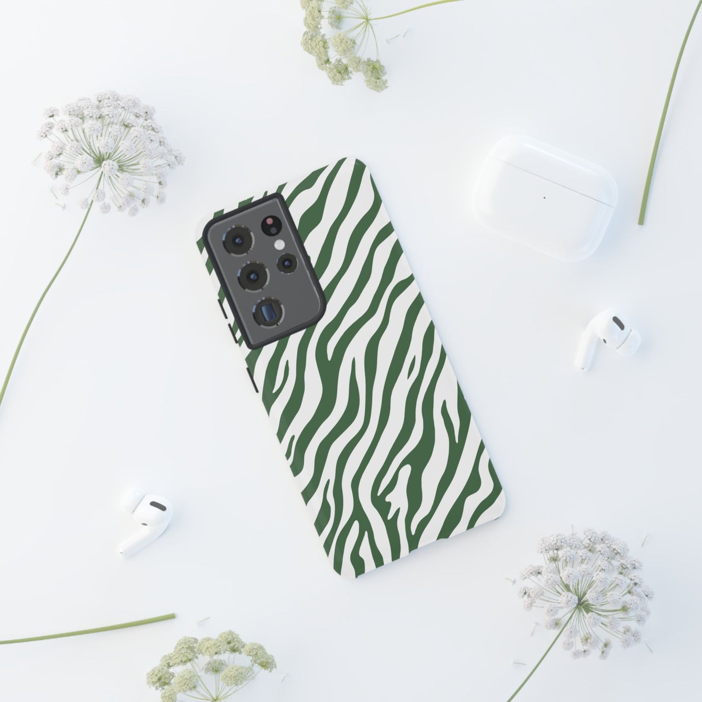 Stylish Sage Zebra Print Phone Case