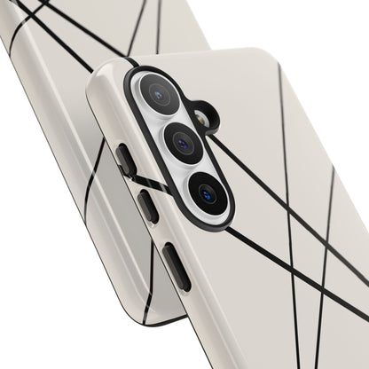 Abstract White with Black Lines Phone Case - White Phone Case