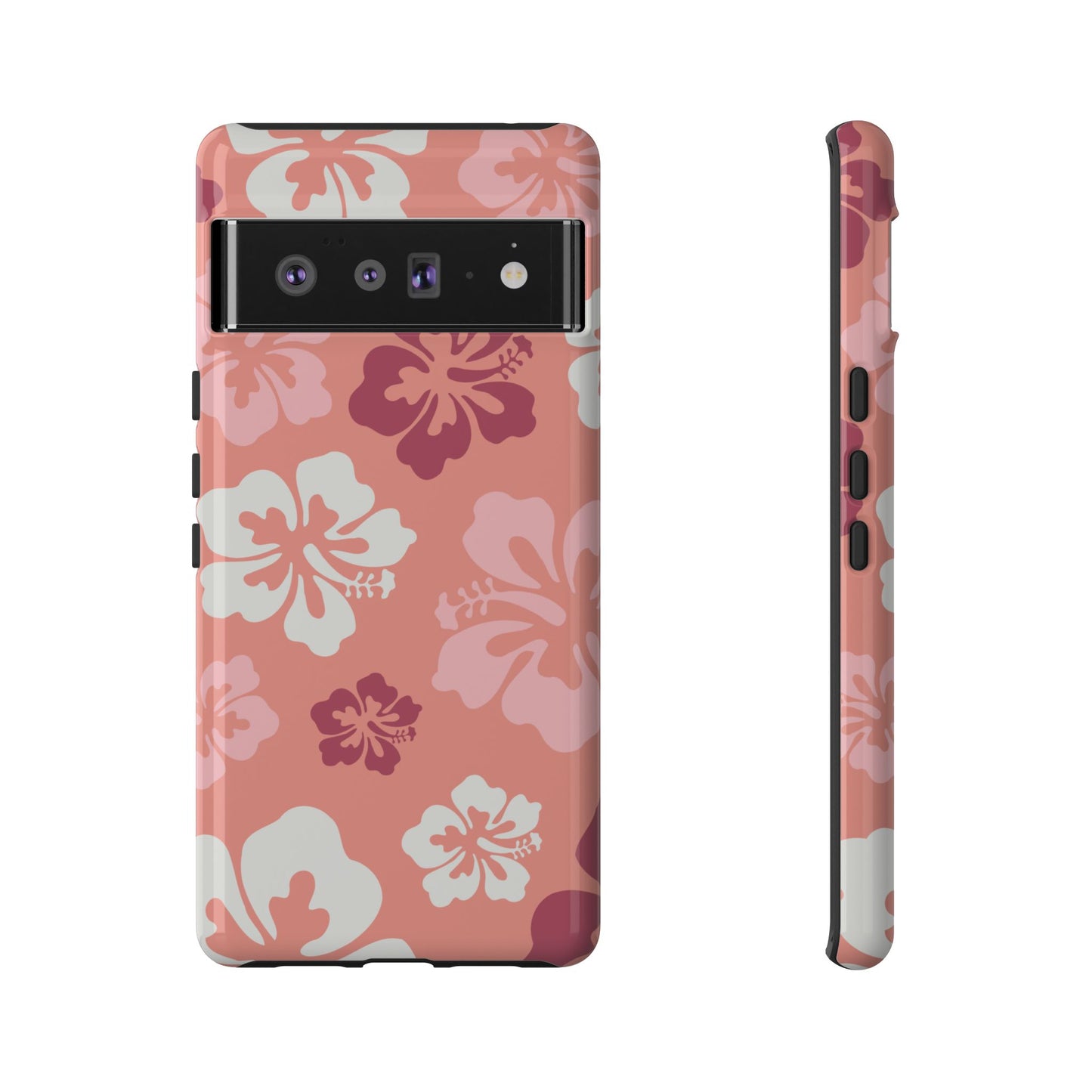 Google Pixel 6 Pro / Glossy Phone Case - ’Pink Hibiscus Retro Pattern #3’ Phone Case
