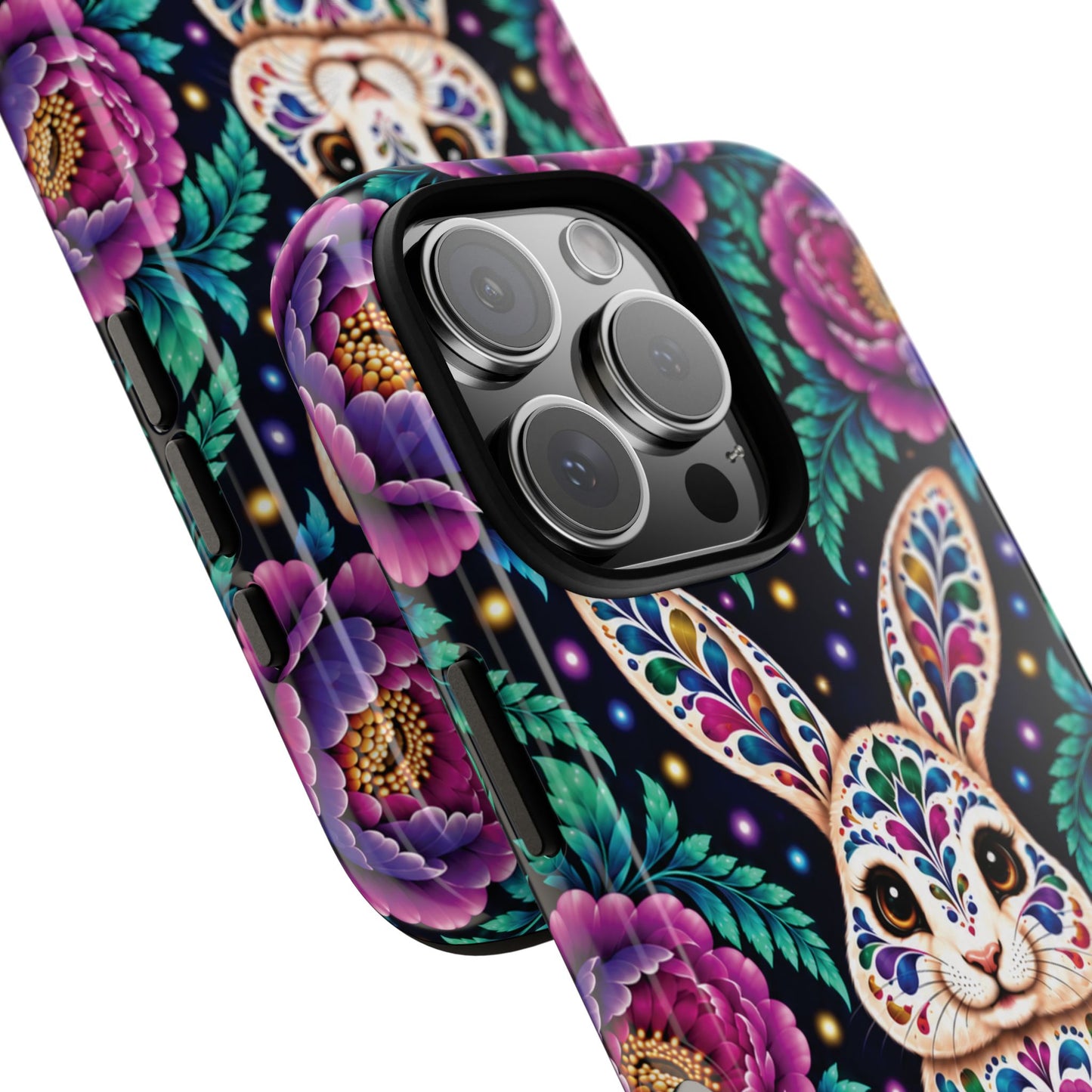 Cute Purple and Teal Calavera Bunny Phone Case - Multicolor Phone Case