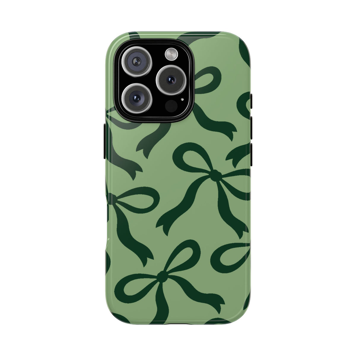 Bold Sage Green and Forest Green Bow Pattern Phone Case - Green Phone Case - iPhone 16 Pro / Glossy
