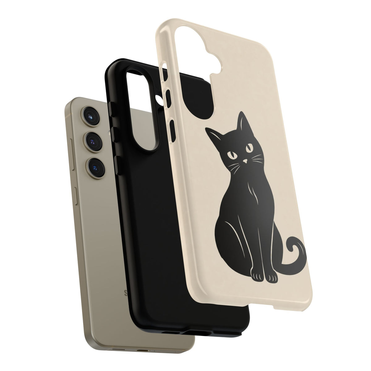 Minimalist Cream & Black Cat Phone Case