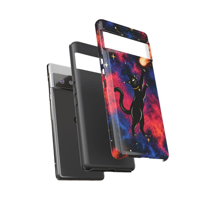 Whimsical Multicolour Celestial Black Cat Phone Case