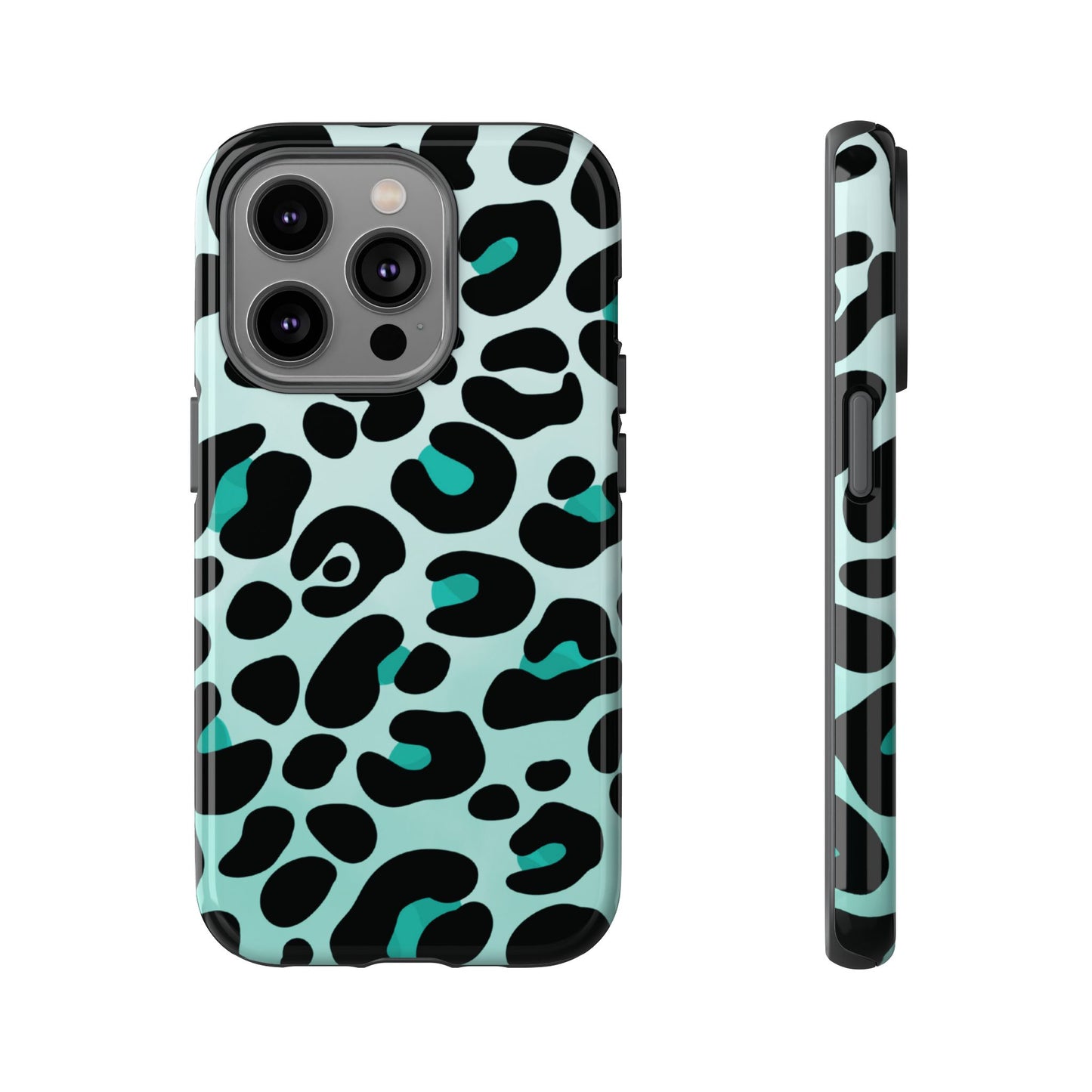 Cool Aqua Leopard Print Phone Case