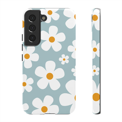 Samsung Galaxy S22 / Glossy Phone Case - ’Blue Daisy Pattern’ Phone Case