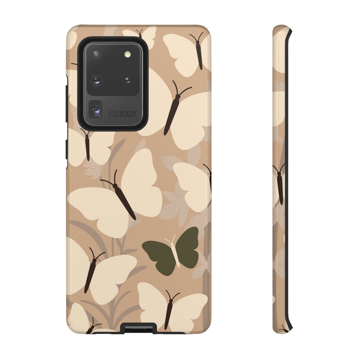Samsung Galaxy S20 Ultra / Glossy Phone Case - Minimalist Beige Butterfly Pattern Phone Case