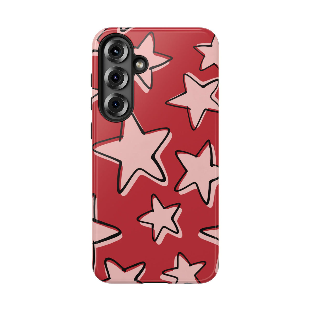 Cherry Red Doodle Star Phone Case