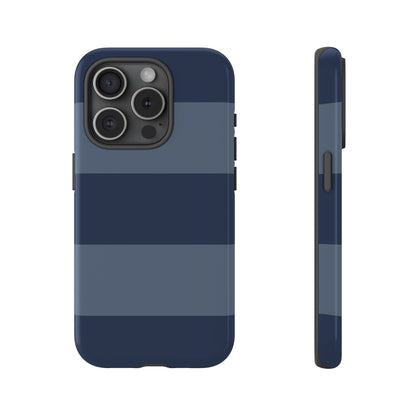 Dark Blue Horizontal Stripe Pattern Phone Case - Blue Phone Case - iPhone 15 Pro / Glossy