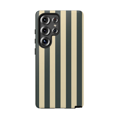 Green & Beige Stripe Pattern Phone Case - Green Phone Case - Samsung Galaxy S25 Ultra / Glossy
