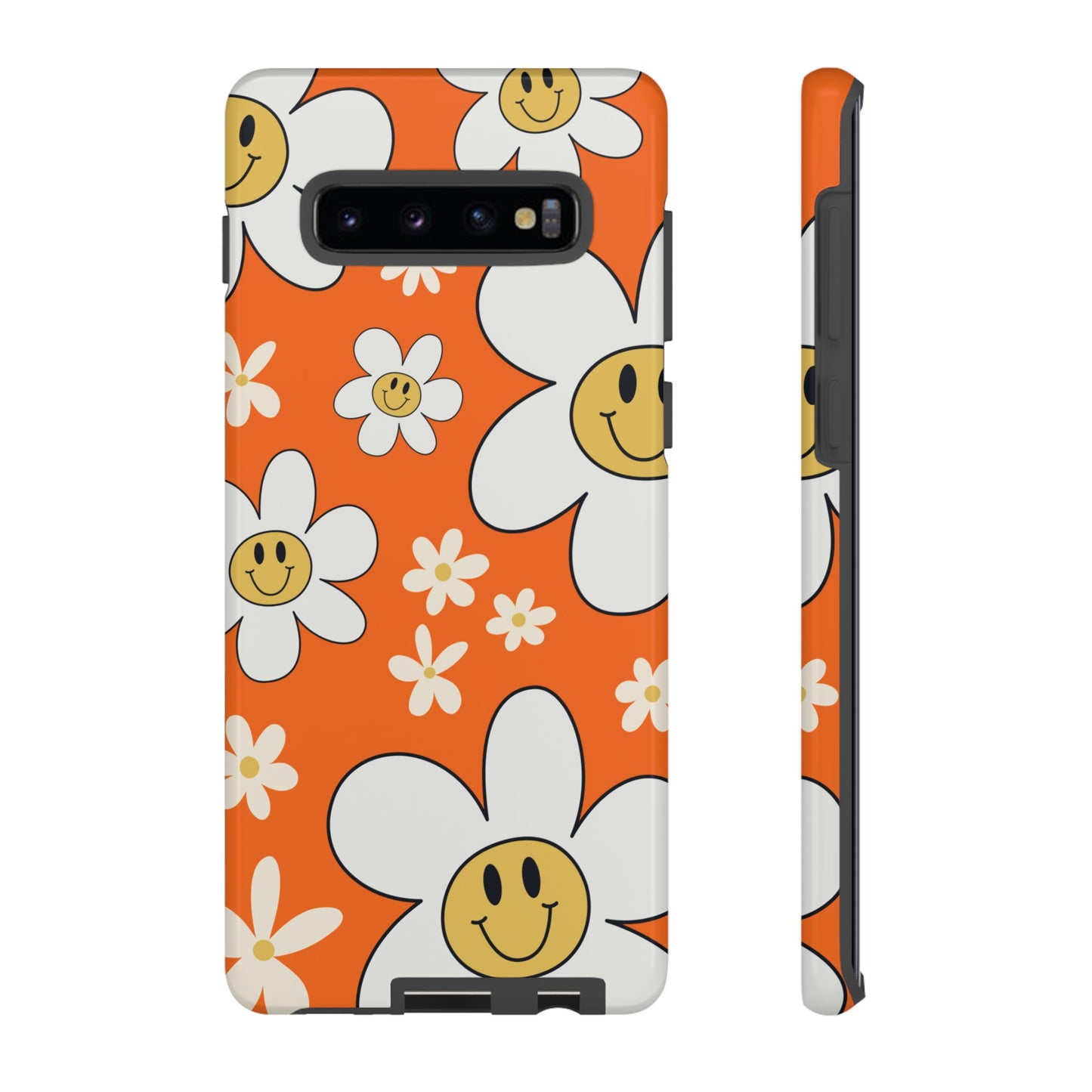 Fun Retro Daisy Pattern with Orange Background Phone Case - Orange Phone Case
