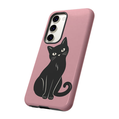 Minimalist Blush Pink & Black Cat Phone Case