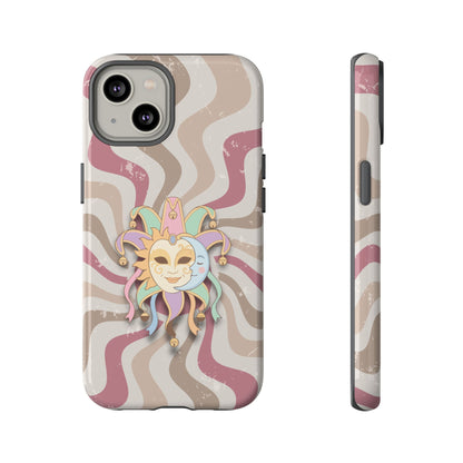 Sun & Moon Jester Mask – Pink Retro Wave Phone Case - Pink Phone Case - iPhone 14 / Glossy