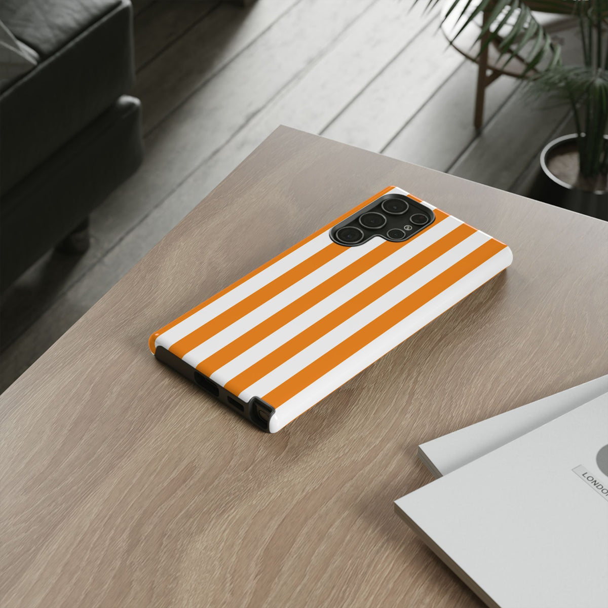 Simple Yellow & White Stripe Pattern Phone Case - White Phone Case