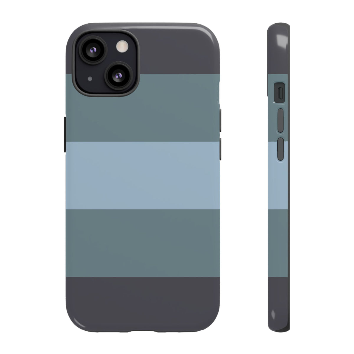 Shades of Blue Horizontal Stripe Pattern Phone Case - Blue Phone Case - iPhone 13 / Glossy