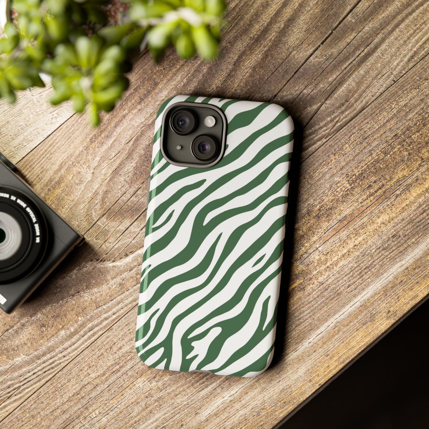 Stylish Sage Zebra Print Phone Case