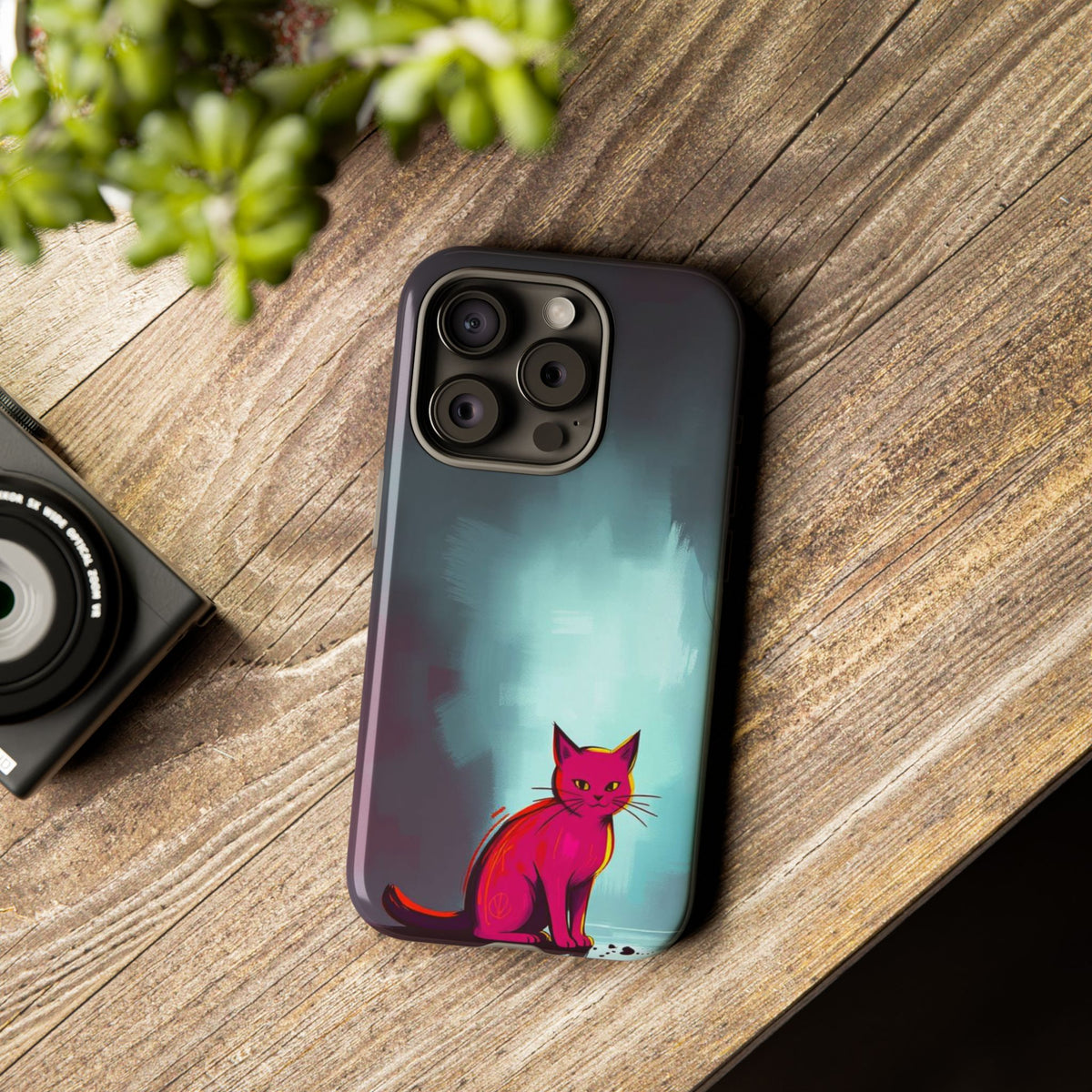 Pop Art Moody Cat Design Phone Case - Multicolor Phone Case