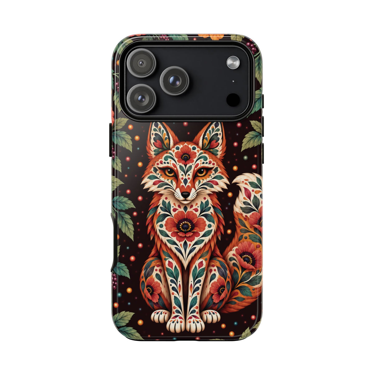 Vibrant Terracotta and Teal Calavera Fox Phone Case - Multicolor Phone Case - iPhone 18 Pro Max / Glossy