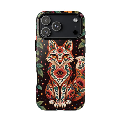 Vibrant Terracotta and Teal Calavera Fox Phone Case - Multicolor Phone Case - iPhone 18 Pro Max / Glossy