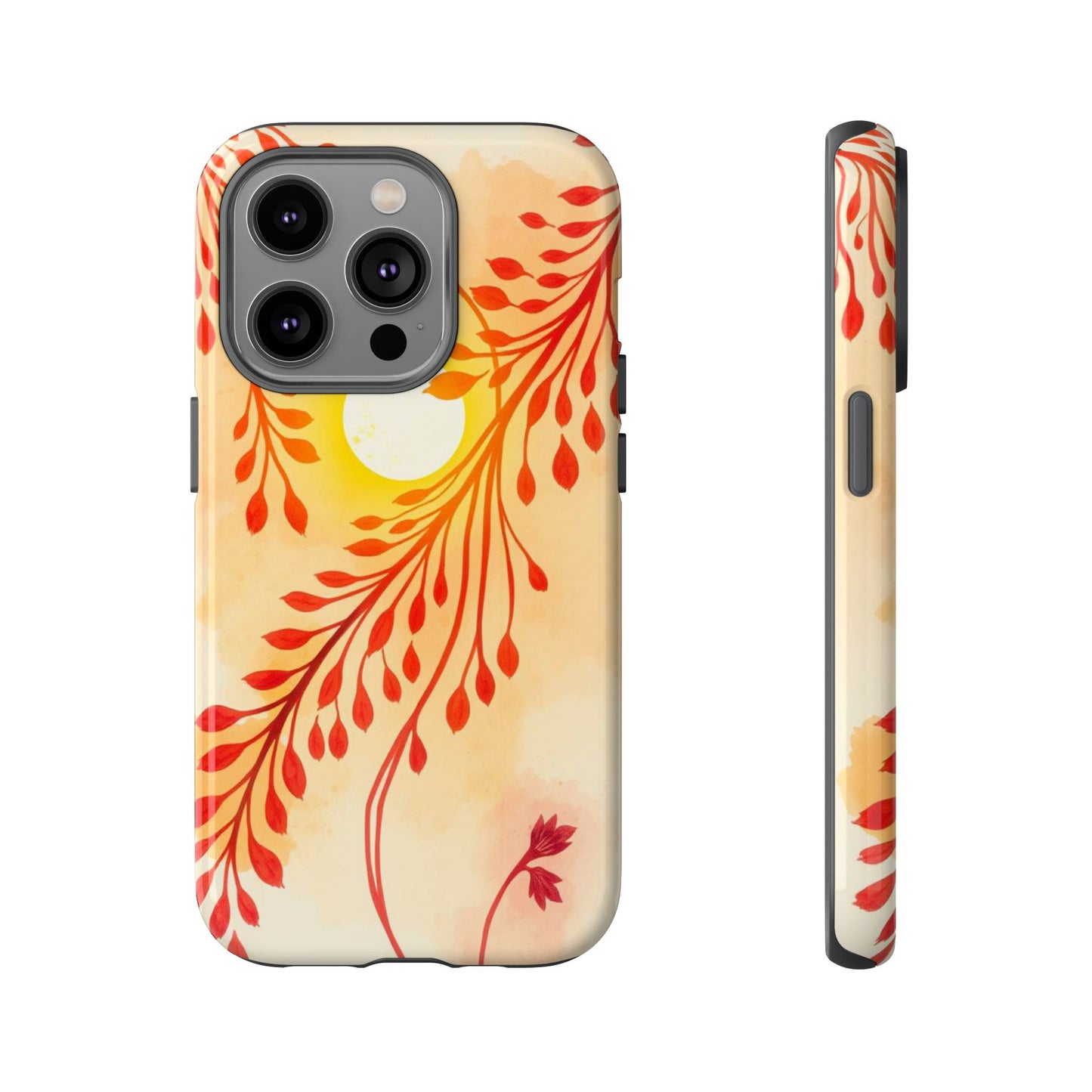 iPhone 14 Pro / Glossy Phone Case - Boho Chic Watercolour Sunset Design Phone Case