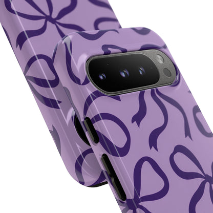 Bold Lilac and Deep Purple Bow Pattern Phone Case