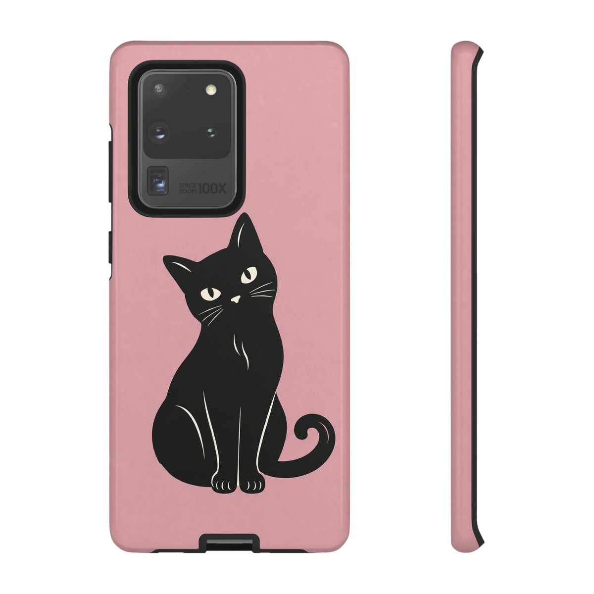 Minimalist Blush Pink & Black Cat Phone Case