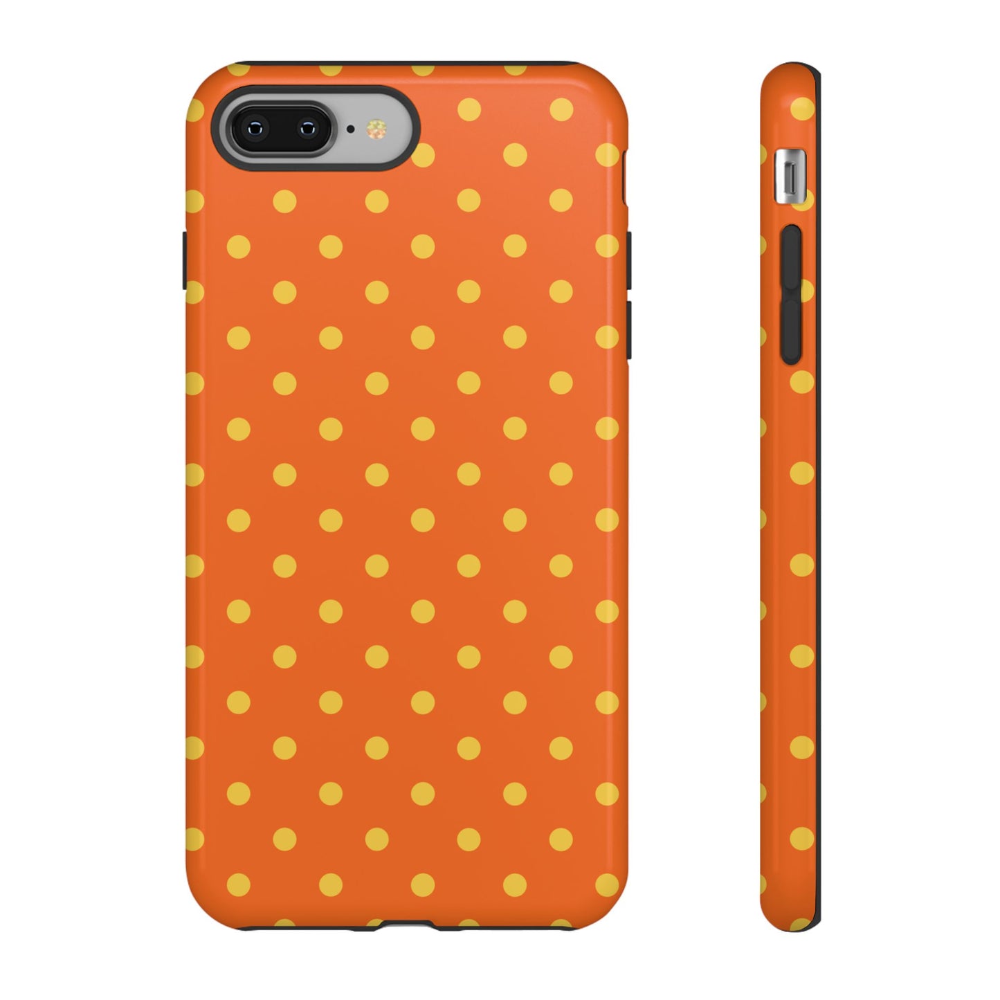 iPhone 8 Plus / Glossy Phone Case - Trendy Orange & Yellow Dot Pattern Phone Case