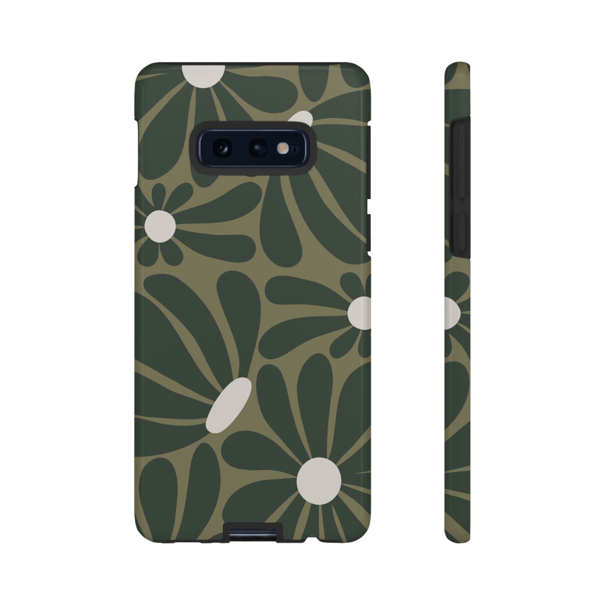 Retro Olive Green Daisy Pattern Phone Case - Green Phone Case
