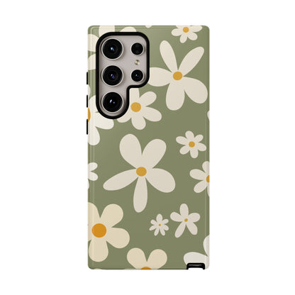 Samsung Galaxy S24 Ultra / Glossy Phone Case - ’Green Daisy Pattern’ Phone Case