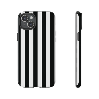 iPhone 15 Plus / Glossy Phone Case - Simple Black & White Stripe Pattern Phone Case