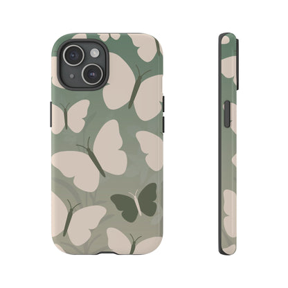 Minimalist Light Green Butterfly Pattern Phone Case - Green Phone Case - iPhone 15 / Glossy
