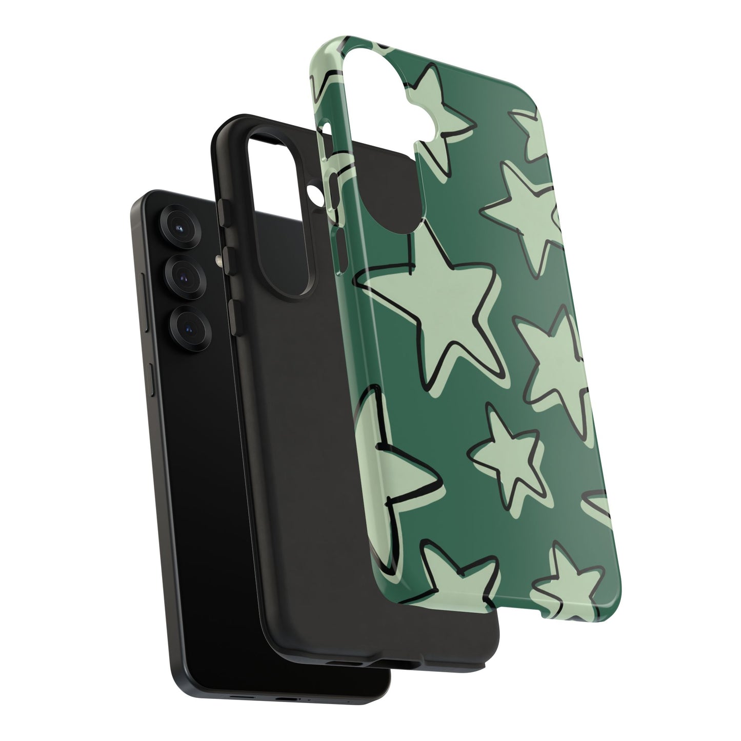 Forest Green Doodle Star Phone Case
