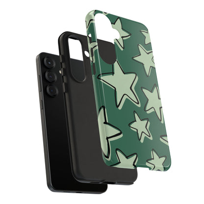 Forest Green Doodle Star Phone Case