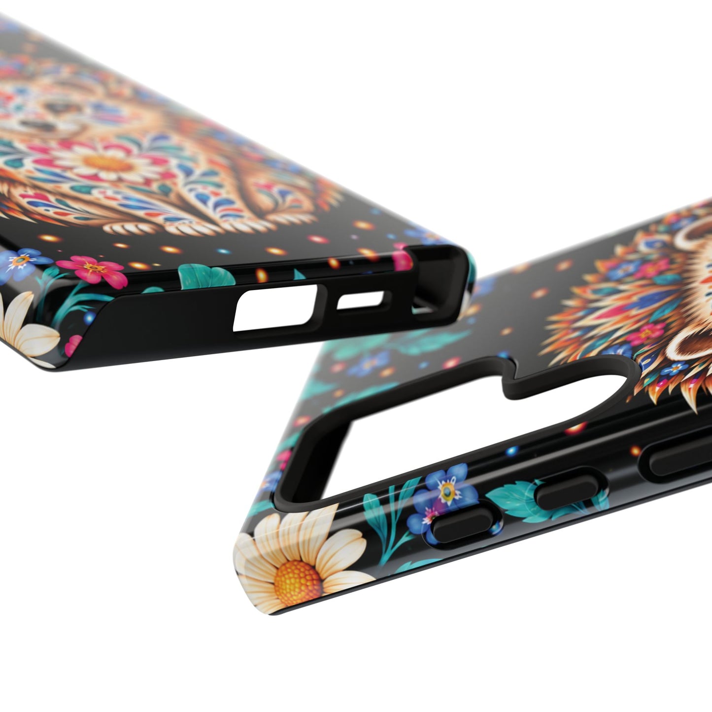 Vibrant Orange and Turquoise Calavera Hedgehog Phone Case - Multicolor Phone Case
