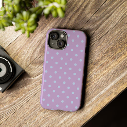 Trendy Lilac & Ice Blue Dot Pattern Phone Case