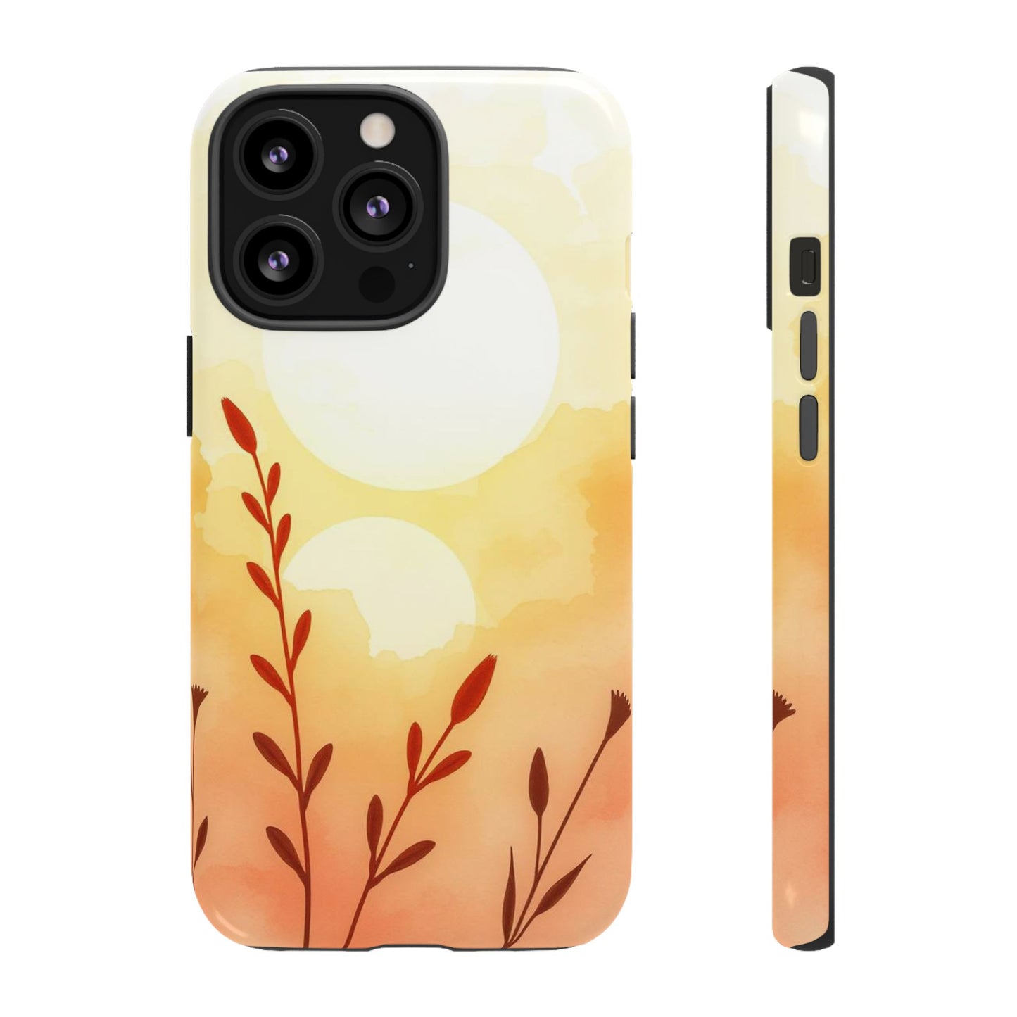 iPhone 13 Pro / Glossy Phone Case - Watercolour Wildflower & Sun Design Phone Case