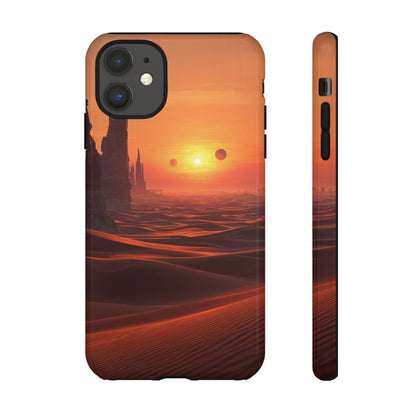 Twin Suns Desert World Sci-fi Phone Case - Orange Phone Case - iPhone 11 / Glossy
