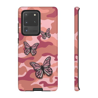 Samsung Galaxy S20 Ultra / Glossy Phone Case - Pink Butterfly Camo Phone Case