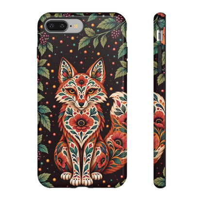 Vibrant Terracotta and Teal Calavera Fox Phone Case - Multicolor Phone Case - iPhone 8 Plus / Glossy