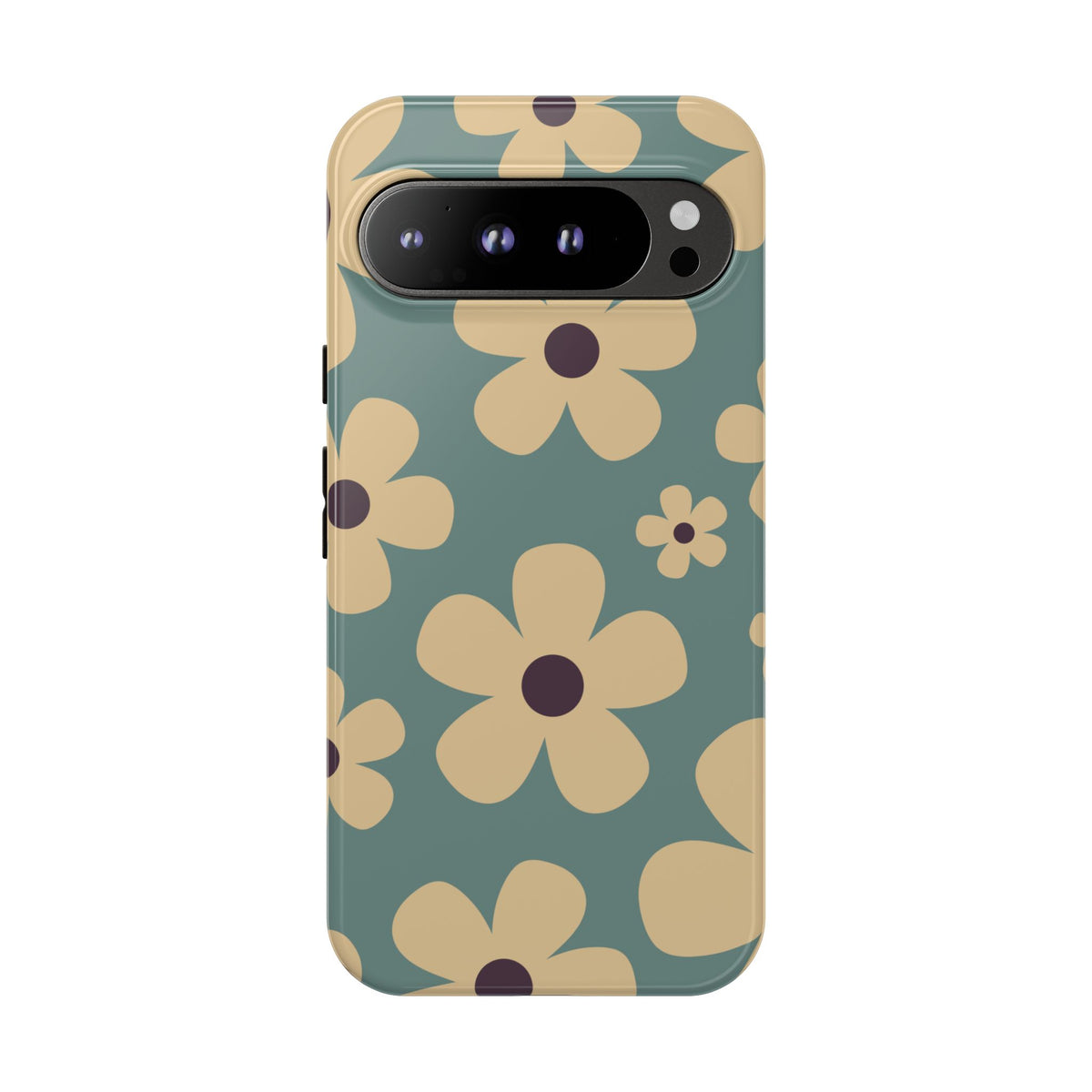 Cute Blue & Cream Daisy Pattern Phone Case - Blue Phone Case - Google Pixel 9 Pro XL / Glossy