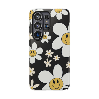 Fun Retro Daisy Pattern with Dark Grey Background Phone Case - Grey Phone Case - Samsung Galaxy S26 Ultra / Glossy